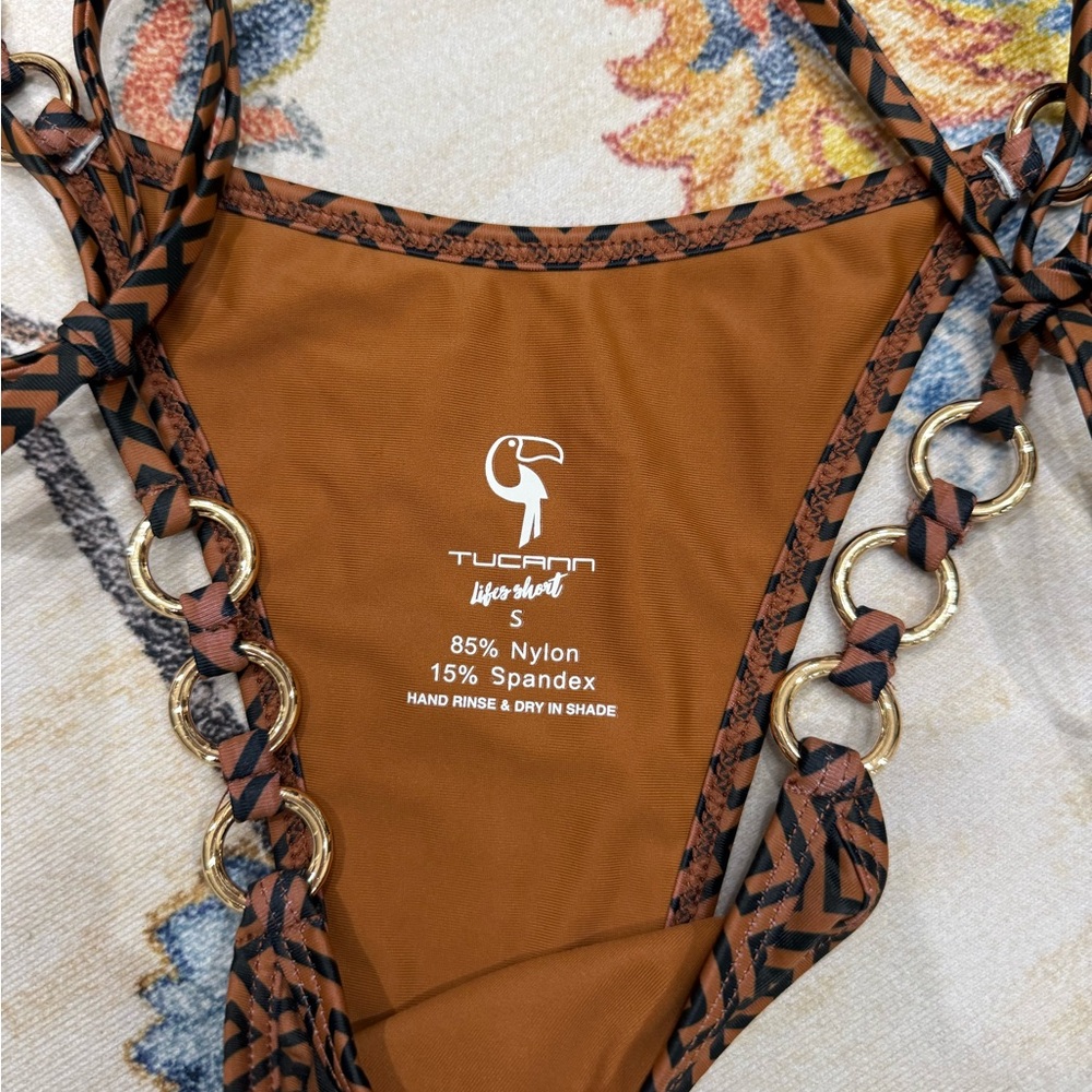 Brown Patterned Bikini Set - image 3